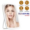 5.98x8.62in Lighted Makeup Mirror Vanity Desk Mirror Small LED Mirror with 3 Light Colors Touch Screen Brightness Adjustable USB Rechargeable