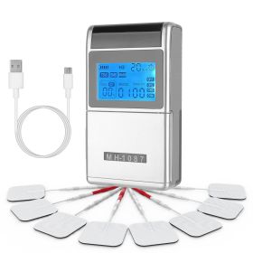 4 Channel TENS Unit Muscle Stimulator Rechargeable Digital TENS Muscle Massager with 48 Modes 20 Intensity Levels 8 Pads Timer