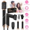 5 In 1 Hot Air Styler Straightener Curler Dryer Automatic Wrap Styler Hair Dryer Brush Set with 3 Temp Settings ALCI Plug Glove Cable Tie 2 Alligator