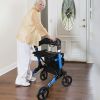Aluminum Rollator Walker with Seat Backrest Foldable Rolling Walker with 220LBS Max Load 31-36in Adjustable Height 8in Wheels for Seniors Adult Mobili