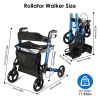 Aluminum Rollator Walker with Seat Backrest Foldable Rolling Walker with 220LBS Max Load 31-36in Adjustable Height 8in Wheels for Seniors Adult Mobili