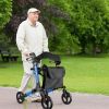 Aluminum Rollator Walker with Seat Backrest Foldable Rolling Walker with 220LBS Max Load 31-36in Adjustable Height 8in Wheels for Seniors Adult Mobili