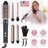5 in 1 Curling Wand Hair Curling Iron Brush Anti-Tangle Hair Thermal Brush Curler with 4 Heating Levels 360° Rotatable Cable 5 Interchangeable Barrels