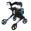 Aluminum Rollator Walker with Seat Backrest Foldable Rolling Walker with 220LBS Max Load 31-36in Adjustable Height 8in Wheels for Seniors Adult Mobili