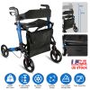 Aluminum Rollator Walker with Seat Backrest Foldable Rolling Walker with 220LBS Max Load 31-36in Adjustable Height 8in Wheels for Seniors Adult Mobili