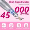 Portable Electric Nail Drill Bit 45000 RPM With 11 Bits Base Waist Clip Cordless Rechargeable Nail File Machine For Professional Salon Home Acrylic Na
