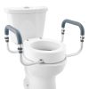 Raised Toilet Seat, 3.5" Height Raised, 300 lbs Weight Capacity, for Standard Round Toilet, Aluminum Handrail, with EVA Armrest Padding, for Elderly