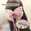 Blue Vintage Lace Large Bowknot French Barrettes Handmade Chiffon Hair Clip with Ribbon