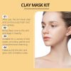 4 In 1 Clay Mask Set with Free Mask Brush, Vitamin C Turmeric / Red Bean / Blueberry / Dead Sea Mud Facial Mask Kit