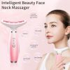 Neck Face Massager, Skin Care Face Massage Tool, 3-in-1 Facial Massager, Face Sculpting Tool with Thermals, Vibration (Pink)