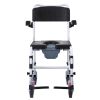 Shower Commode Wheelchair with 4 Lockable Wheels, Footrests, Flip-up Arms, 3-Level Adjustable Height, 5L Removable Bucket, 350 LBS Capacity
