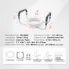 Raised Toilet Seat, 3.5" Height Raised, 300 lbs Weight Capacity, for Standard Round Toilet, Aluminum Handrail, with EVA Armrest Padding, for Elderly