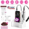 Portable Electric Nail Drill Bit 45000 RPM With 11 Bits Base Waist Clip Cordless Rechargeable Nail File Machine For Professional Salon Home Acrylic Na