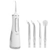 Portable Water Dental Flosser Cordless Rechargeable Dental Oral Irrigator IPX7 Waterproof Teeth Cleaner with 4 Modes 4 Nozzles 10.15oz Detachable Wate