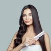 2 In 1 Ceramic Hair Straightener Flat Iron Cordless Hair Straightener Brush Hair Portable Styling Iron with Carry Bag Anti-scald Gloves 2 Hairpins