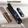 2 In 1 Ceramic Hair Straightener Flat Iron Cordless Hair Straightener Brush Hair Portable Styling Iron with Carry Bag Anti-scald Gloves 2 Hairpins