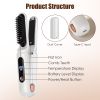 2 In 1 Ceramic Hair Straightener Flat Iron Cordless Hair Straightener Brush Hair Portable Styling Iron with Carry Bag Anti-scald Gloves 2 Hairpins