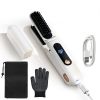 2 In 1 Ceramic Hair Straightener Flat Iron Cordless Hair Straightener Brush Hair Portable Styling Iron with Carry Bag Anti-scald Gloves 2 Hairpins