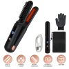 2 In 1 Ceramic Hair Straightener Flat Iron Cordless Hair Straightener Brush Hair Portable Styling Iron with Carry Bag Anti-scald Gloves 2 Hairpins