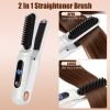 2 In 1 Ceramic Hair Straightener Flat Iron Cordless Hair Straightener Brush Hair Portable Styling Iron with Carry Bag Anti-scald Gloves 2 Hairpins