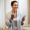 Portable Water Dental Flosser Cordless Rechargeable Dental Oral Irrigator IPX7 Waterproof Teeth Cleaner with 4 Modes 4 Nozzles 10.15oz Detachable Wate