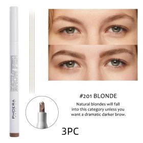 New Long Lasting Ultra-Fine Four-Comb Eyebrow Pencil (Option: 3 pcs Blonde)