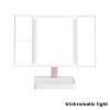 360° Adjust Foldable Makeup Mirror With LED Light Rechargeable Wireless 1-3X Magnifying 3 Tone Light Desktop Vanity Mirror Table