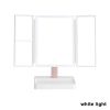 360° Adjust Foldable Makeup Mirror With LED Light Rechargeable Wireless 1-3X Magnifying 3 Tone Light Desktop Vanity Mirror Table