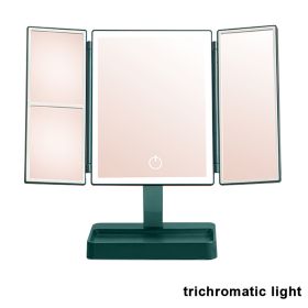360° Adjust Foldable Makeup Mirror With LED Light Rechargeable Wireless 1-3X Magnifying 3 Tone Light Desktop Vanity Mirror Table (Ships From: CN, Emitting Color: three lights2)
