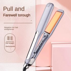 Ceramic Hair Straightener With Smart LCD Display,30s Fast Heat Up, 450F Adjustable Temperature, Ionic Frizz Control (Option: Blue)