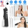 Portable Water Dental Flosser Cordless Rechargeable Dental Oral Irrigator IPX7 Waterproof Teeth Cleaner with 4 Modes 4 Nozzles 10.15oz Detachable Wate