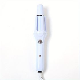 Korean Style Automatic Curling Iron - 32mm Big Wave Hair Iron with Water Ripple Technology for Smooth and Long-Lasting Curls (Color: Blue)