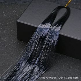 12 Colors Holographic Glitter Tinsel Hair Extensions, Sparkle Rainbow Hair Strands Hair Accessories (Style: black)