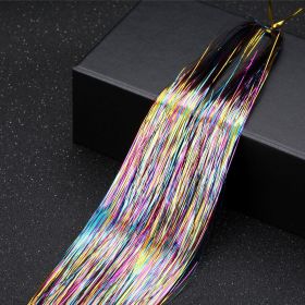12 Colors Holographic Glitter Tinsel Hair Extensions, Sparkle Rainbow Hair Strands Hair Accessories (Style: Sancai)