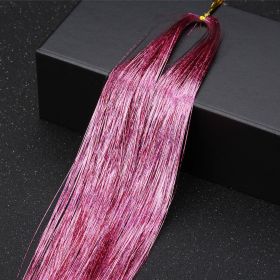 12 Colors Holographic Glitter Tinsel Hair Extensions, Sparkle Rainbow Hair Strands Hair Accessories (Style: Pink)