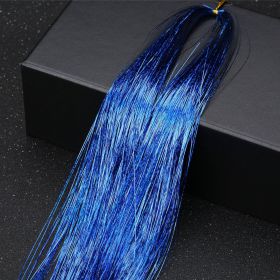 12 Colors Holographic Glitter Tinsel Hair Extensions, Sparkle Rainbow Hair Strands Hair Accessories (Style: Sapphire Blue)
