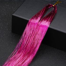 12 Colors Holographic Glitter Tinsel Hair Extensions, Sparkle Rainbow Hair Strands Hair Accessories (Style: rose red)