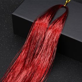 12 Colors Holographic Glitter Tinsel Hair Extensions, Sparkle Rainbow Hair Strands Hair Accessories (Style: Crimson)