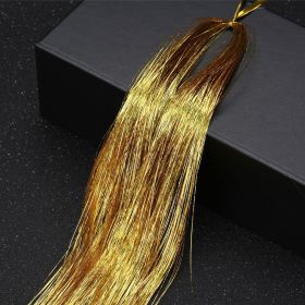 12 Colors Holographic Glitter Tinsel Hair Extensions, Sparkle Rainbow Hair Strands Hair Accessories (Style: golden)