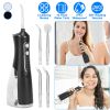 Portable Water Dental Flosser Cordless Rechargeable Dental Oral Irrigator IPX7 Waterproof Teeth Cleaner with 4 Modes 4 Nozzles 10.15oz Detachable Wate