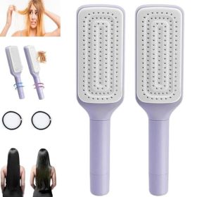 Best-selling Extendable Rotating Comb, One-touch Hair Removal Anti-tangling Anti-static Multi-functional Portable Home Comb,Self-pickup Only (Option: Purple)