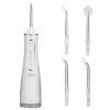 Portable Water Dental Flosser Cordless Rechargeable Dental Oral Irrigator IPX7 Waterproof Teeth Cleaner with 4 Modes 4 Nozzles 10.15oz Detachable Wate
